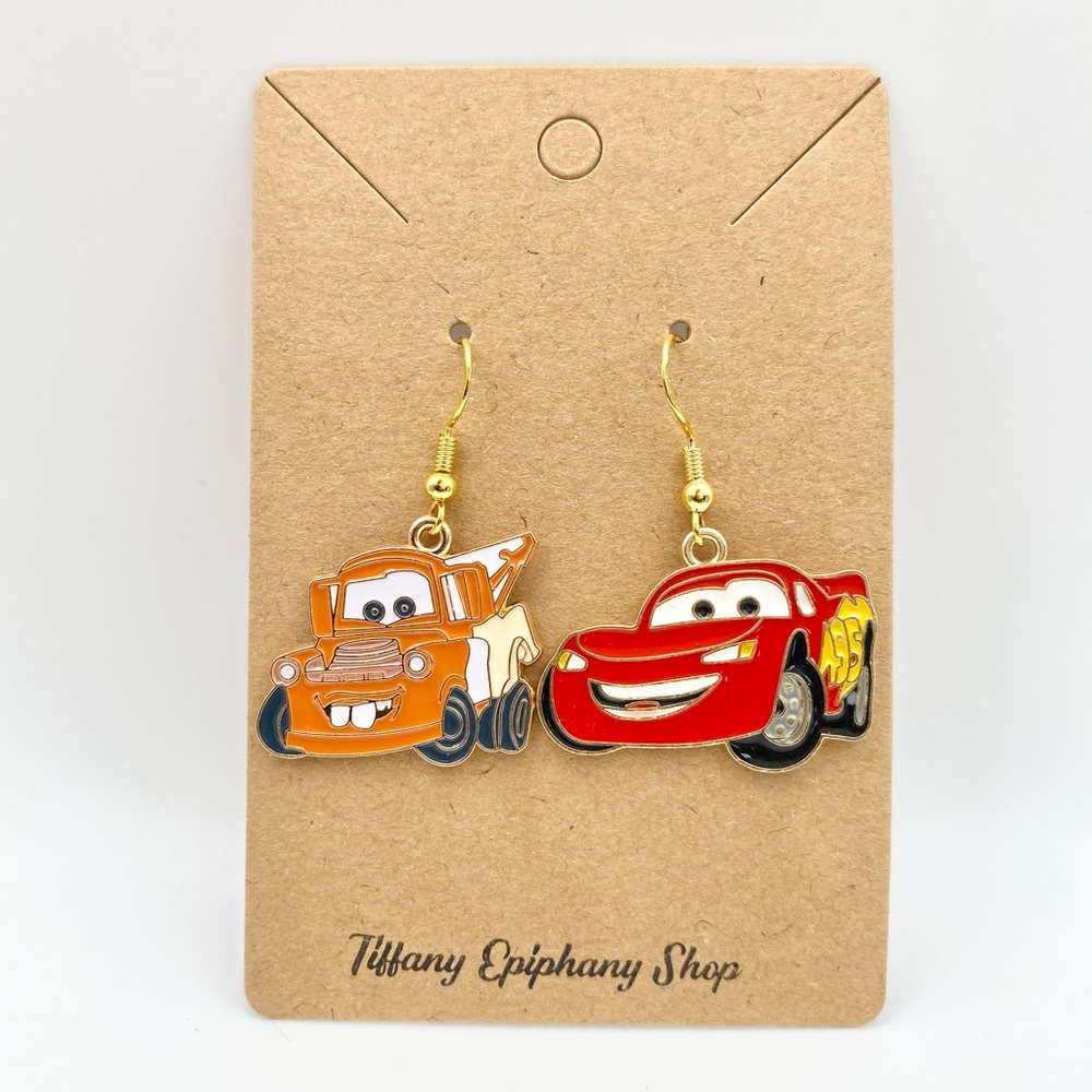Pixar inspired Lightning McQueen and Mater earrings from Cars NWT - Picture 15 of 17